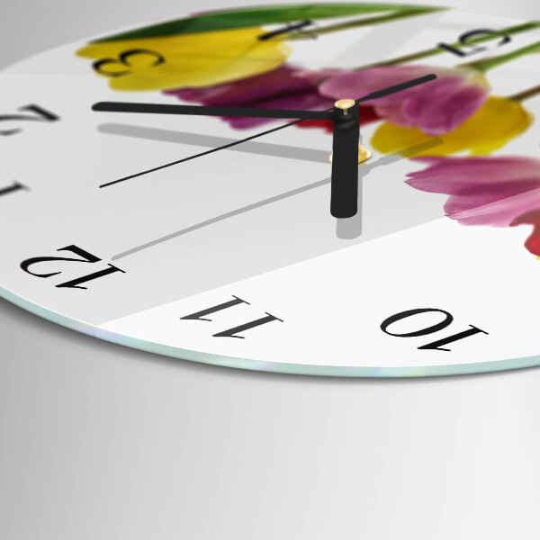 Wanduhr rund Bunte Tulpen