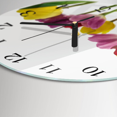 Wanduhr rund Bunte Tulpen