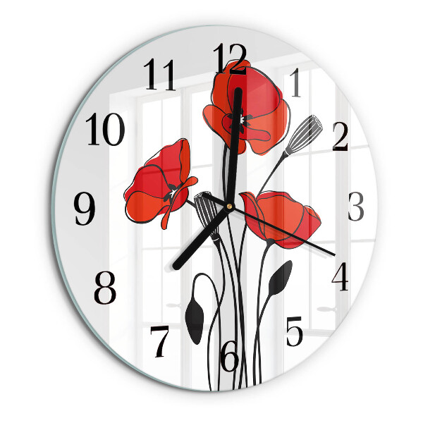 Wanduhr rund Mohn