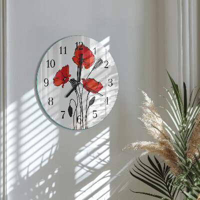 Wanduhr rund Mohn