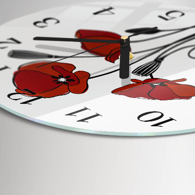 Wanduhr rund Mohn