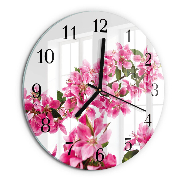 Wanduhr rund Blumen