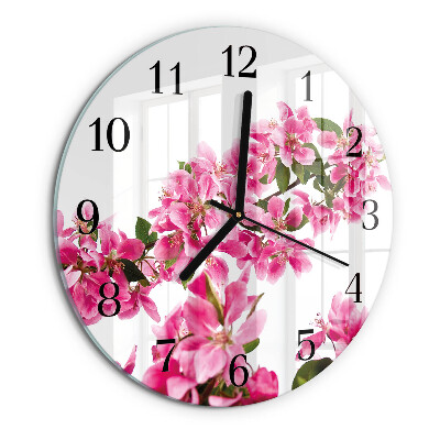 Wanduhr rund Blumen