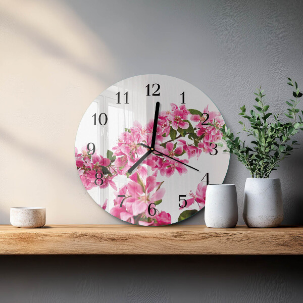 Wanduhr rund Blumen
