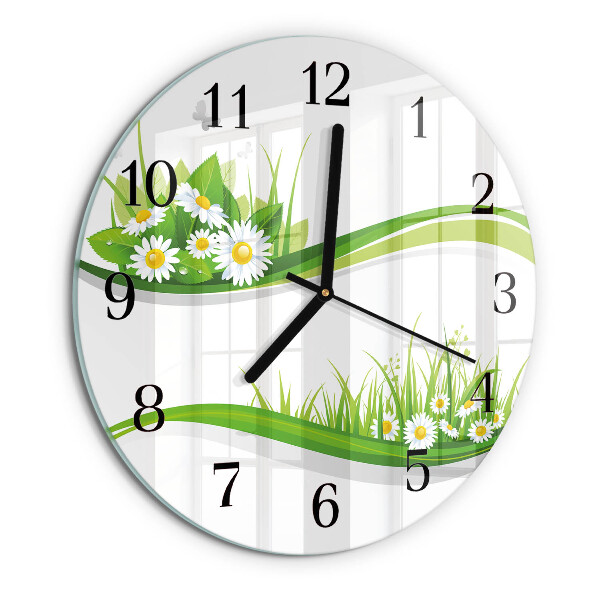Wanduhr rund Gänseblümchen