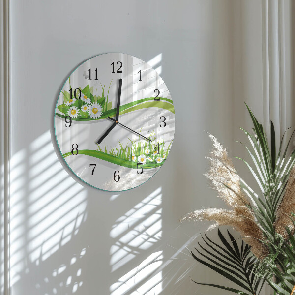 Wanduhr rund Gänseblümchen