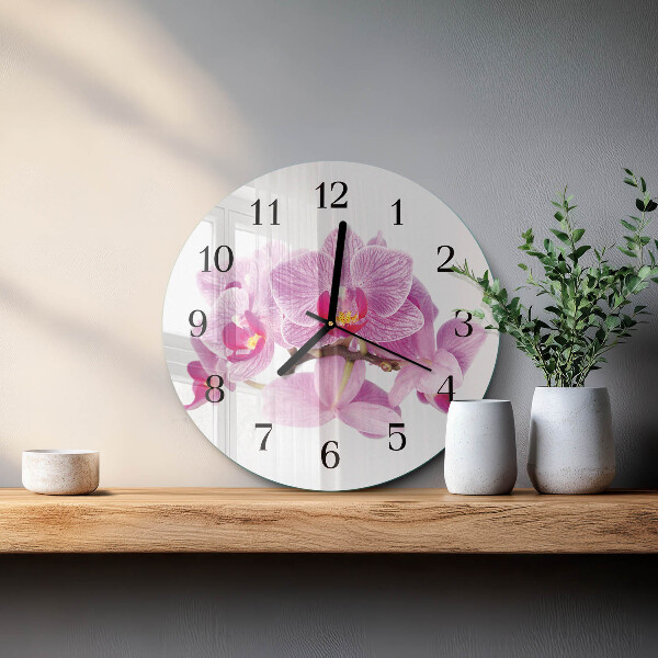 Wanduhr rund Orchideen