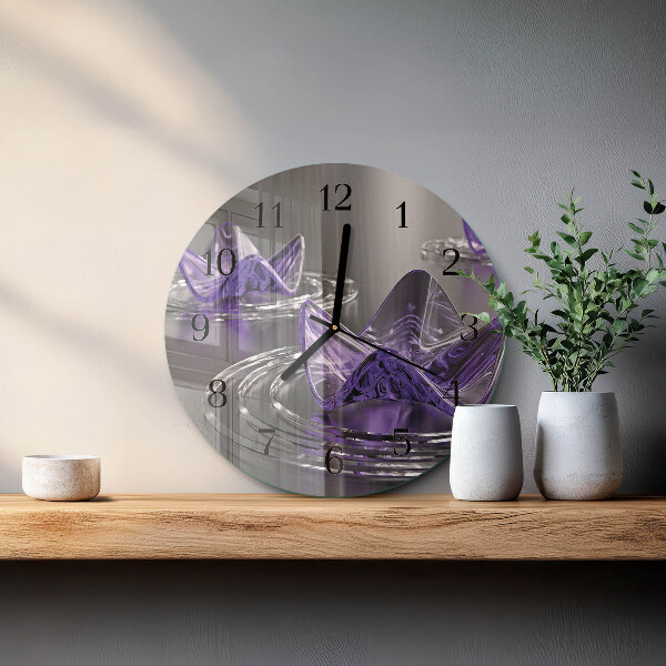 Wanduhr rund Glasblumen