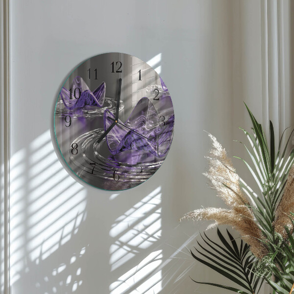 Wanduhr rund Glasblumen