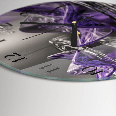 Wanduhr rund Glasblumen