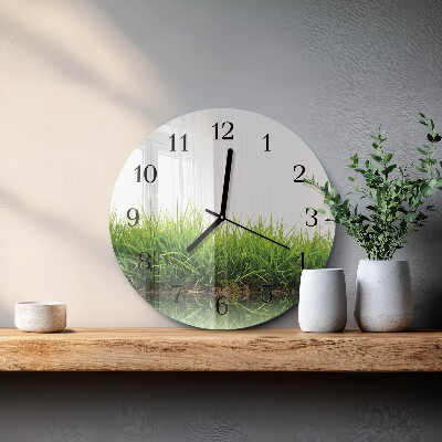 Wanduhr rund Gras