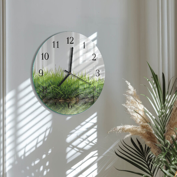 Wanduhr rund Gras