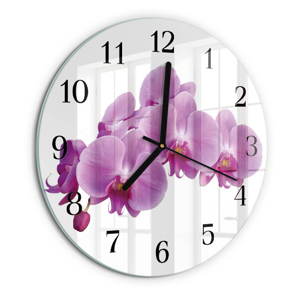Wanduhr rund Orchidee