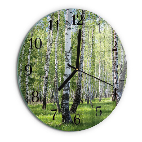 Wanduhr rund Birkenwald