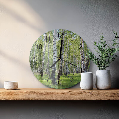 Wanduhr rund Birkenwald