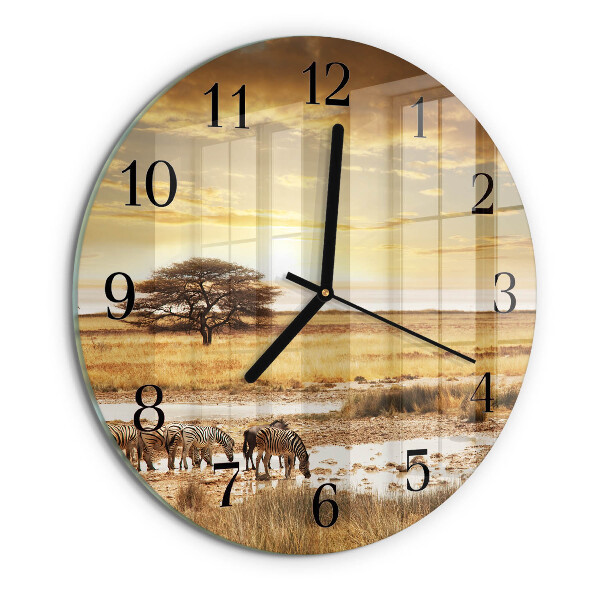 Wanduhr rund Zebras