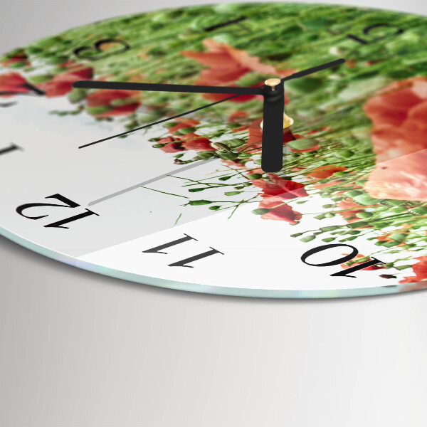 Wanduhr rund Mohnblumen