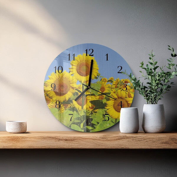 Wanduhr rund Sonnenblumen