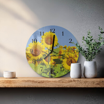 Wanduhr rund Sonnenblumen