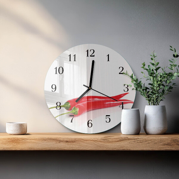 Wanduhr rund Chilischoten