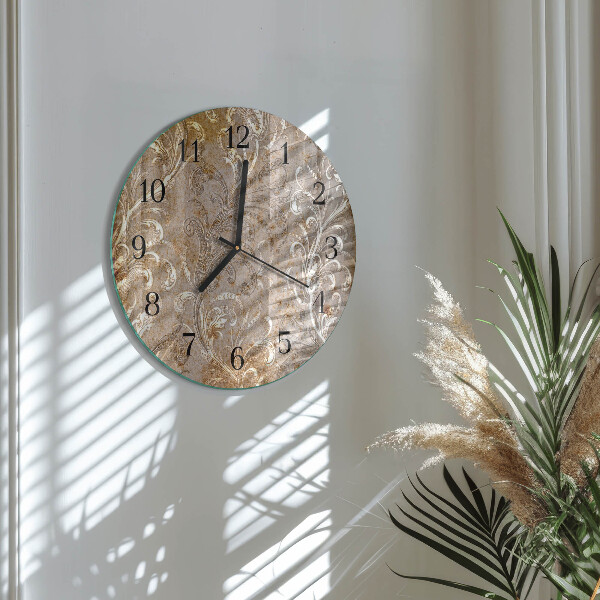 Wanduhr rund Blumenmuster