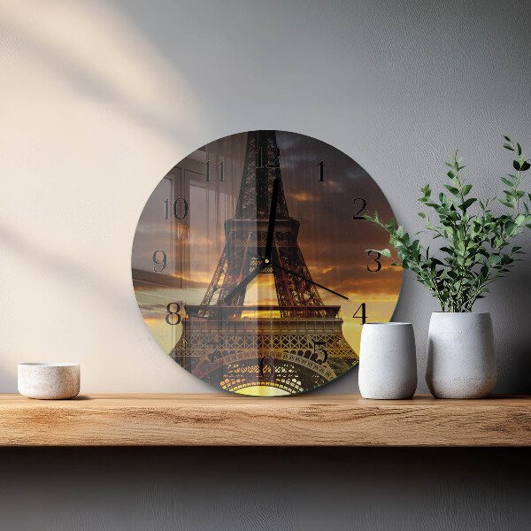 Wanduhr rund Eiffelturm Paris