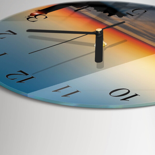 Wanduhr rund Leuchtturm Meer