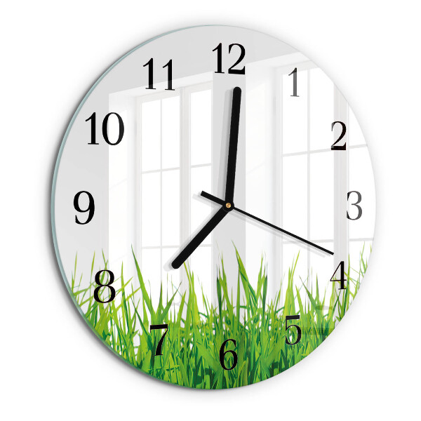 Wanduhr rund Gras