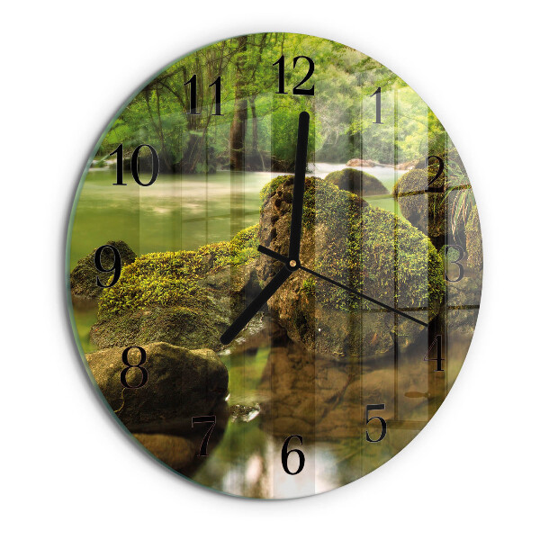 Wanduhr rund Landschaft Fluss