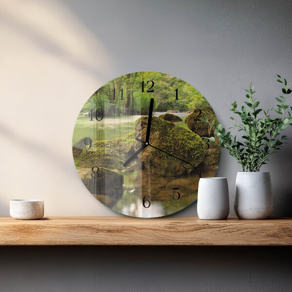 Wanduhr rund Landschaft Fluss