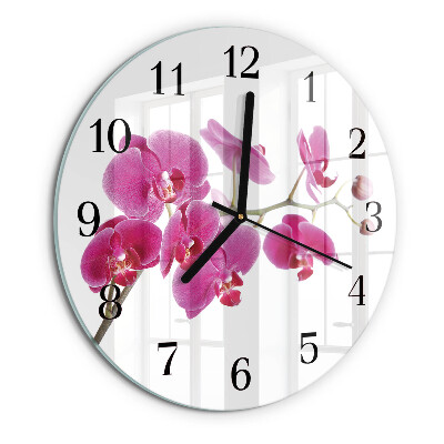Wanduhr rund Orchidee