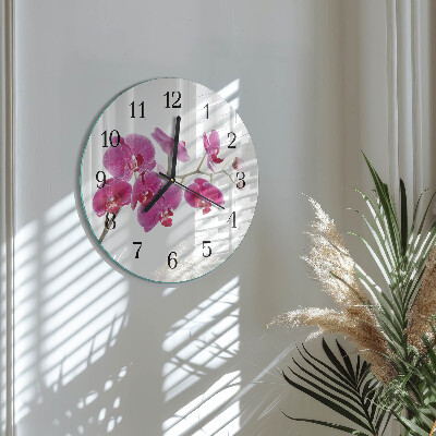 Wanduhr rund Orchidee