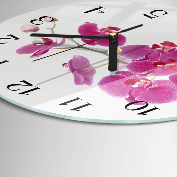 Wanduhr rund Orchidee