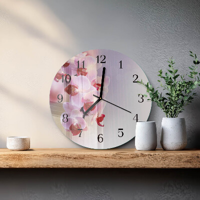 Wanduhr rund Orchidee