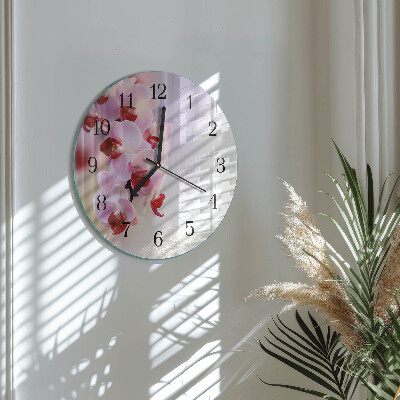 Wanduhr rund Orchidee