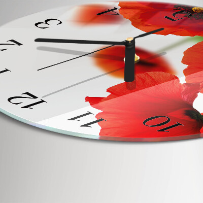 Wanduhr rund Mohnblumen