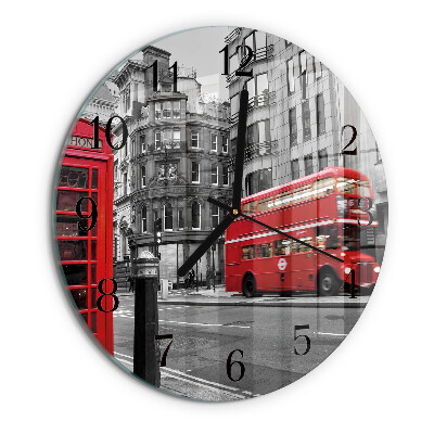 Wanduhr rund Roter Bus
