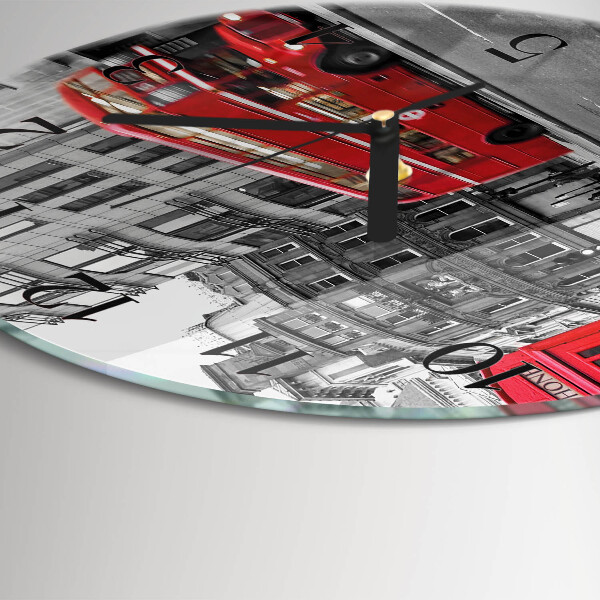 Wanduhr rund Roter Bus