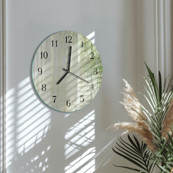Wanduhr rund Bambuspflanze