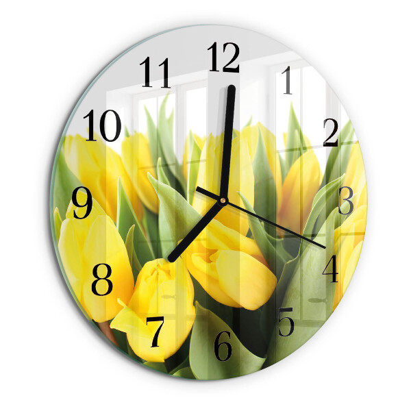 Wanduhr rund Tulpenblüten