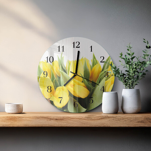 Wanduhr rund Tulpenblüten