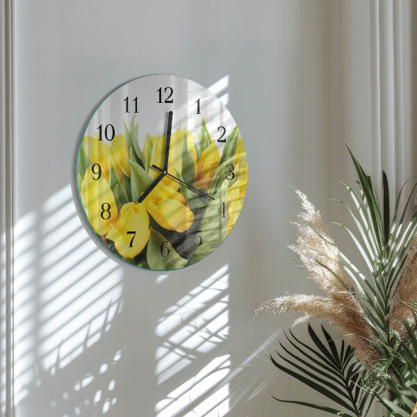 Wanduhr rund Tulpenblüten