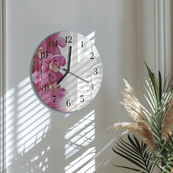 Wanduhr rund Orchidee