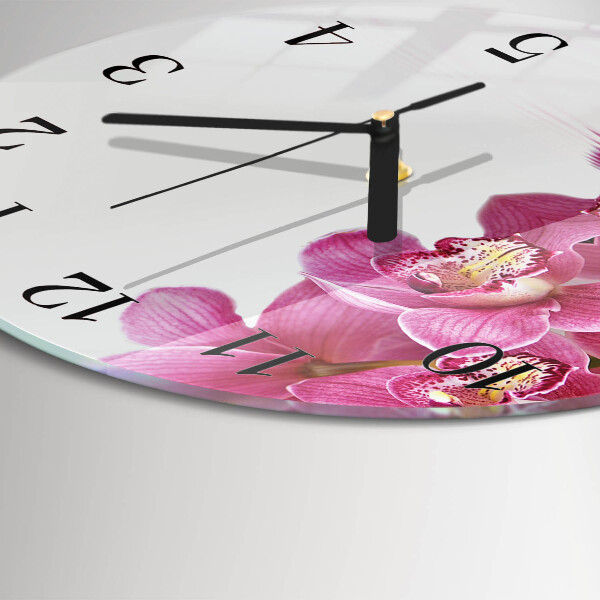 Wanduhr rund Orchidee