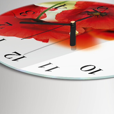 Wanduhr rund Mohnblumen
