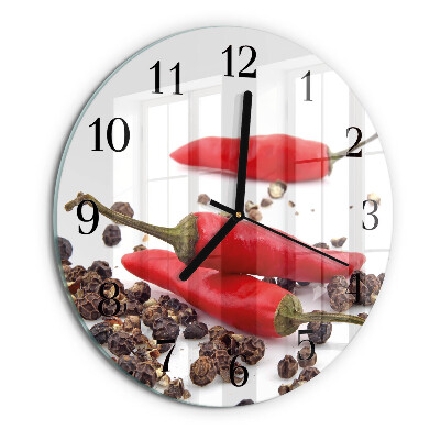Wanduhr rund Chilischoten