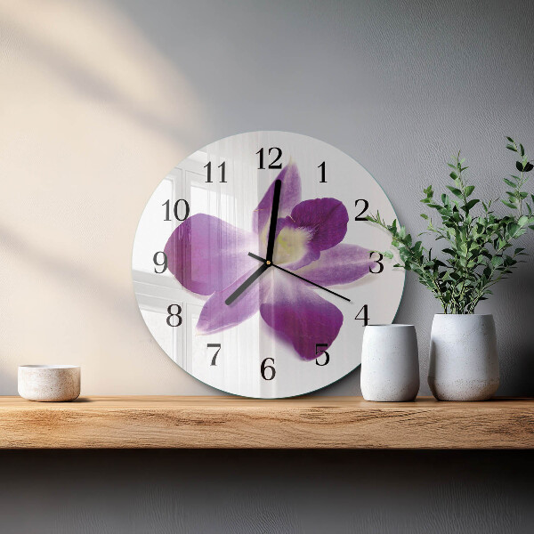 Wanduhr rund Orchideenblüte