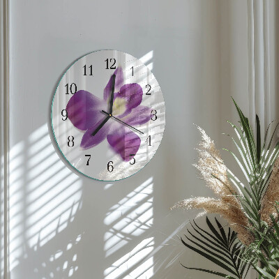 Wanduhr rund Orchideenblüte