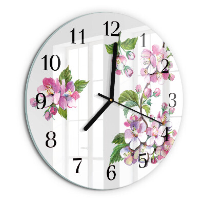 Wanduhr rund Blumen