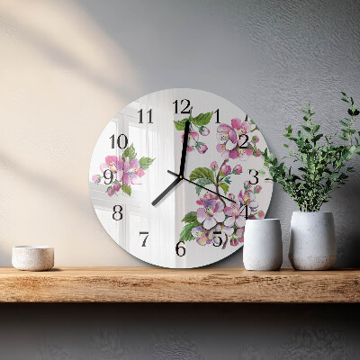 Wanduhr rund Blumen